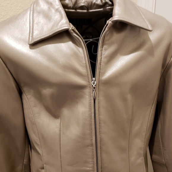 Leather-Brisha Champange Colored Jacket Sz Sm - Picture 2 of 8